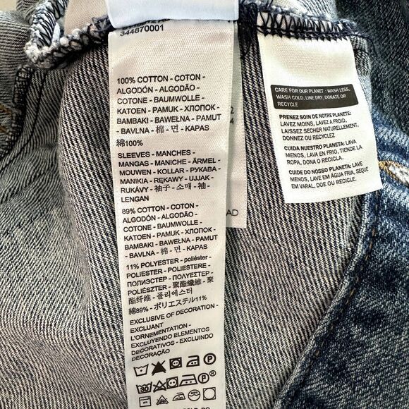 Levi's Women's Hybrid Trucker Jean Jacket Denim with Grey Hoodie Sleeves Size M - Picture 3 of 6